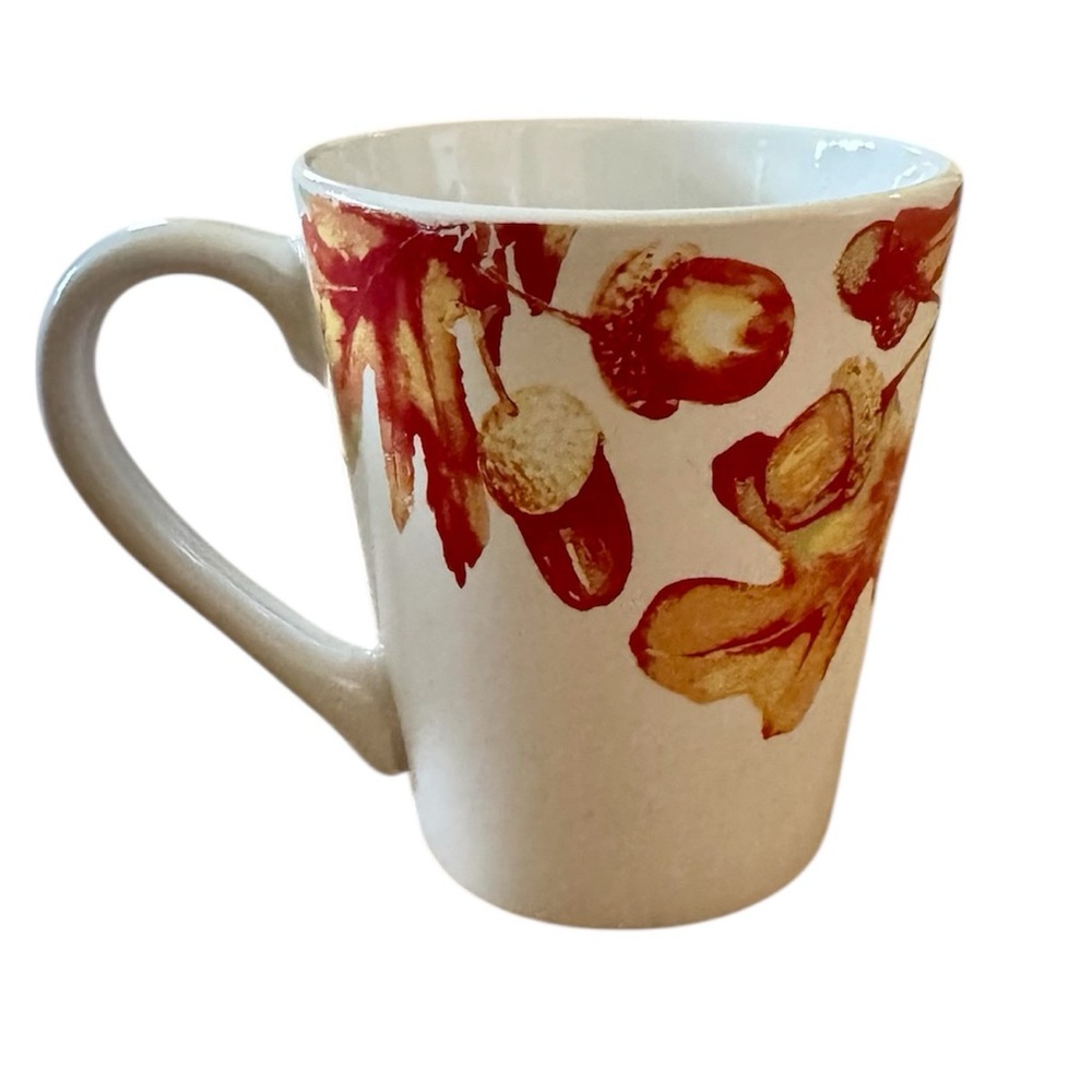 Royal Norfolk Autumn Leaves Ceramic Coffee Mug Cozy Red Orange White Farmhouse